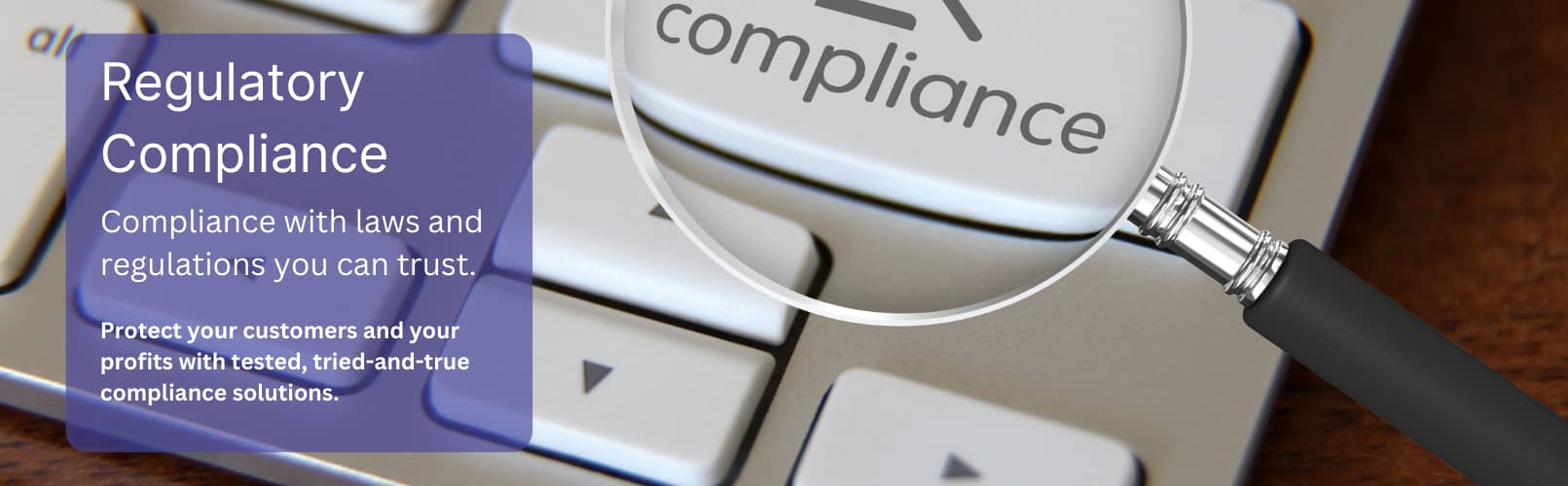 Regulatory compliance image on keyboard.